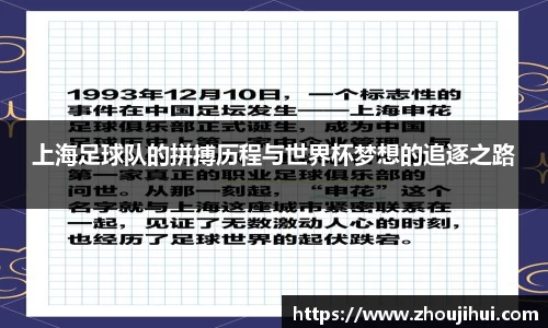 上海足球队的拼搏历程与世界杯梦想的追逐之路